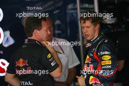 26.05.2011 Monte Carlo, Monaco,  Christian Horner (GBR), Red Bull Racing, Sporting Director and Sebastian Vettel (GER), Red Bull Racing - Formula 1 World Championship, Rd 06, Monaco Grand Prix, Thursday