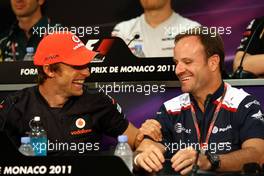 25.05.2011 Monte Carlo, Monaco,  Jenson Button (GBR), McLaren Mercedes, Rubens Barrichello (BRA), AT&T Williams - Formula 1 World Championship, Rd 06, Monaco Grand Prix, Wednesday Press Conference