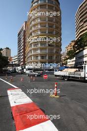 25.05.2011 Monte Carlo, Monaco,  New track is laid at turn one, after a truck caught fire yesterday, damaging the surface - Formula 1 World Championship, Rd 06, Monaco Grand Prix, Wednesday