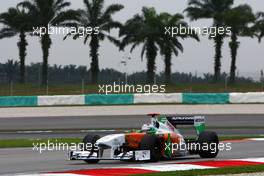 08.04.2011 Sepang, Malaysia,  Adrian Sutil (GER), Force India  - Formula 1 World Championship, Rd 02, Malaysian Grand Prix, Friday Practice