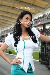 10.04.2011 Sepang, Malaysia,  Grid girl - Formula 1 World Championship, Rd 02, Malaysian Grand Prix, Sunday Grid Girl