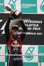 10.04.2011 Sepang, Malaysia,  1st place Sebastian Vettel (GER), Red Bull Racing - Formula 1 World Championship, Rd 02, Malaysian Grand Prix, Sunday Podium