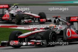 10.04.2011 Sepang, Malaysia,  Lewis Hamilton (GBR), McLaren Mercedes and Jenson Button (GBR), McLaren Mercedes  - Formula 1 World Championship, Rd 02, Malaysian Grand Prix, Sunday Race