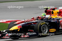 10.04.2011 Sepang, Malaysia,  Sebastian Vettel (GER), Red Bull Racing and Felipe Massa (BRA), Scuderia Ferrari  - Formula 1 World Championship, Rd 02, Malaysian Grand Prix, Sunday Race
