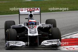 09.04.2011 Sepang, Malaysia,  Rubens Barrichello (BRA), Williams F1 Team  - Formula 1 World Championship, Rd 02, Malaysian Grand Prix, Saturday Practice