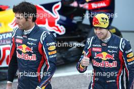 01.02.2011 Valencia, Spain,  Mark Webber (AUS), Red Bull Racing and Sebastian Vettel (GER), Red Bull Racing - Red Bull Racing RB7 Launch - Formula 1 World Championship