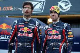 01.02.2011 Valencia, Spain,  Mark Webber (AUS), Red Bull Racing and Sebastian Vettel (GER), Red Bull Racing - Red Bull Racing RB7 Launch - Formula 1 World Championship