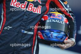 01.02.2011 Valencia, Spain,  Mark Webber (AUS), Red Bull Racing helmet - Red Bull Racing RB7 Launch - Formula 1 World Championship
