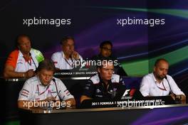 23.09.2011 Singapore, Singapore, FIA Press Conference Norbert Haug (GER) Mercedes Sporting Director, Sam Michael (AUS) Williams Technical Director, Gerard Lopez (FRA) Genii Capital, Robert Fearnley (GBR) Force India F1 Team, Jean-FranÃ§ois Caubet (FRA) Lotus Renault GP Managing Director and Riad Asmat (MAL) CEO of Team Lotus GP  - Formula 1 World Championship, Rd 14, Singapore Grand Prix, Friday Press Conference