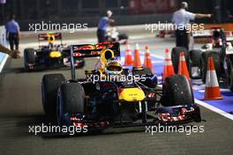 25.09.2011 Singapore, Singapore, Sebastian Vettel (GER), Red Bull Racing  - Formula 1 World Championship, Rd 14, Singapore Grand Prix, Sunday Podium