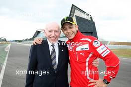 17.05.2011 Silverstone, England,  John Surtees (GBR) with Valentino Rossi (ITA),  Silverstone's new Pit, Paddock and Conference Complex