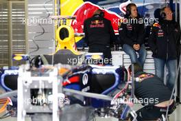 06.05.2011 Istanbul, Turkey,  Sebastian Vettel (GER), Red Bull Racing watches free practice 2 on tv, after crashing in free practice 1 - Formula 1 World Championship, Rd 04, Turkish Grand Prix, Friday Practice