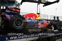 06.05.2011 Istanbul, Turkey,  Sebastian Vettel (GER), Red Bull Racing after he crashed on FP1  - Formula 1 World Championship, Rd 04, Turkish Grand Prix, Friday Practice