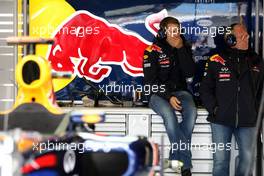 06.05.2011 Istanbul, Turkey,  Sebastian Vettel (GER), Red Bull Racing watches free practice 2 on tv, after crashing in free practice 1 - Formula 1 World Championship, Rd 04, Turkish Grand Prix, Friday Practice