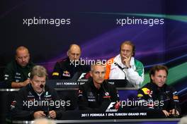 06.05.2011 Istanbul, Turkey,  Mike Gascoyne (GBR), Team Lotus, Chief Technical Officer, Norbert Haug (GER), Mercedes, Motorsport chief, Franz Tost (AUT), Scuderia Toro Rosso, Team Principal, Martin Whitmarsh (GBR), McLaren, Chief Executive Officer, Robert Fearnley (GBR) Force India F1 Team, Christian Horner (GBR), Red Bull Racing, Sporting Director  - Formula 1 World Championship, Rd 04, Turkish Grand Prix, Friday Press Conference