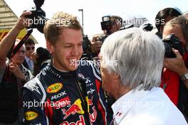 08.05.2011 Istanbul, Turkey,  Sebastian Vettel (GER), Red Bull Racing with Bernie Ecclestone (GBR) - Formula 1 World Championship, Rd 04, Turkish Grand Prix, Sunday Pre-Race Grid