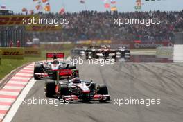 08.05.2011 Istanbul, Turkey,  Jenson Button (GBR), McLaren Mercedes leads Lewis Hamilton (GBR), McLaren Mercedes, MP4-26 - Formula 1 World Championship, Rd 04, Turkish Grand Prix, Sunday Podium