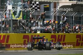 08.05.2011 Istanbul, Turkey,  Sebastian Vettel (GER), Red Bull Racing takes the flag - Formula 1 World Championship, Rd 04, Turkish Grand Prix, Sunday Podium
