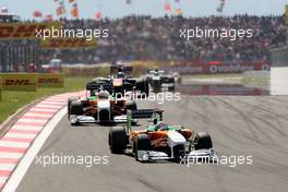08.05.2011 Istanbul, Turkey,  Adrian Sutil (GER), Force India F1 Team leads Paul di Resta (GBR), Force India F1 Team - Formula 1 World Championship, Rd 04, Turkish Grand Prix, Sunday Race