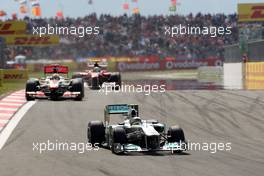 08.05.2011 Istanbul, Turkey,  Nico Rosberg (GER), Mercedes GP Petronas F1 Team, MGP W02 leads Lewis Hamilton (GBR), McLaren Mercedes, MP4-26 - Formula 1 World Championship, Rd 04, Turkish Grand Prix, Sunday Race