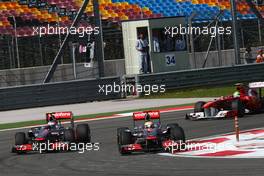 08.05.2011 Istanbul, Turkey,  Jenson Button (GBR), McLaren Mercedes and Lewis Hamilton (GBR), McLaren Mercedes - Formula 1 World Championship, Rd 04, Turkish Grand Prix, Sunday Race