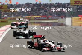 08.05.2011 Istanbul, Turkey,  Lewis Hamilton (GBR), McLaren Mercedes, MP4-26 leads Nico Rosberg (GER), Mercedes GP Petronas F1 Team, MGP W02 - Formula 1 World Championship, Rd 04, Turkish Grand Prix, Sunday Race