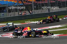 08.05.2011 Istanbul, Turkey,  Sebastian Vettel (GER), Red Bull Racing leads the start of the race - Formula 1 World Championship, Rd 04, Turkish Grand Prix, Sunday Race