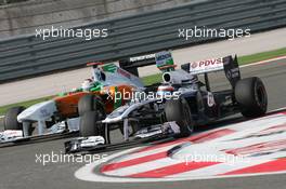 08.05.2011 Istanbul, Turkey,  Rubens Barrichello (BRA), AT&T Williams and Adrian Sutil (GER), Force India F1 Team - Formula 1 World Championship, Rd 04, Turkish Grand Prix, Sunday Race