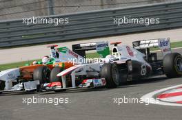 08.05.2011 Istanbul, Turkey,  Adrian Sutil (GER), Force India F1 Team  and Kamui Kobayashi (JAP), Sauber F1 Team - Formula 1 World Championship, Rd 04, Turkish Grand Prix, Sunday Race