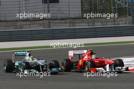 08.05.2011 Istanbul, Turkey,  Nico Rosberg (GER), Mercedes GP Petronas F1 Team and Felipe Massa (BRA), Scuderia Ferrari - Formula 1 World Championship, Rd 04, Turkish Grand Prix, Sunday Race