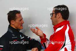 07.05.2011 Istanbul, Turkey,  Michael Schumacher (GER), Mercedes GP Petronas F1 Team talks with Stefano Domenicali (ITA) Ferrari General Director - Formula 1 World Championship, Rd 04, Turkish Grand Prix, Saturday