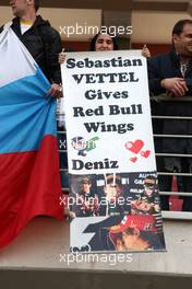 08.05.2011 Istanbul, Turkey,  A banner in the crowd for Sebastian Vettel (GER), Red Bull Racing - Formula 1 World Championship, Rd 04, Turkish Grand Prix, Sunday