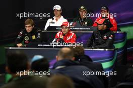 05.05.2011 Istanbul, Turkey,  Vitaly Petrov (RUS), Lotus Renault GP, Adrian Sutil (GER), Force India F1 Team, Felipe Massa (BRA), Scuderia Ferrari, Heikki Kovalainen (FIN), Team Lotus, Lewis Hamilton (GBR), McLaren Mercedes, Timo Glock (GER), Marussia Virgin Racing - Formula 1 World Championship, Rd 04, Turkish Grand Prix, Thursday Press Conference