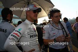 13.11.2011 Abu Dhabi, Abu Dhabi, Michael Schumacher (GER), Mercedes GP Petronas F1 Team  - Formula 1 World Championship, Rd 18, Abu Dhabi Grand Prix, Sunday Pre-Race Grid
