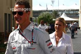 10.11.2011 Abu Dhabi, Abu Dhabi,  Michael Schumacher (GER), Mercedes GP and his wife Corina  - Formula 1 World Championship, Rd 18, Abu Dhabi Grand Prix, Thursday