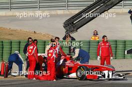 03.02.2011 Valencia, Spain,  Felipe Massa (BRA), Scuderia Ferrari blows up his engine  - Formula 1 Testing - Formula 1 World Championship 2011