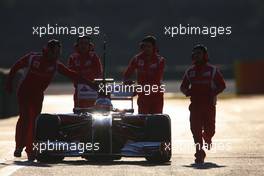 01.02.2011 Valencia, Spain,  Fernando Alonso (ESP), Scuderia Ferrari stops on track at the end of the session - Formula 1 Testing - Formula 1 World Championship 2011