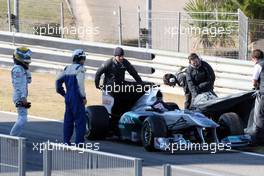 01.02.2011 Valencia, Spain,  Nico Rosberg (GER), Mercedes GP Petronas F1 Team, stops on circuit - Formula 1 Testing - Formula 1 World Championship 2011