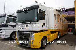 01.02.2011 Valencia, Spain,  The truck of Lotus Renault GP - Formula 1 Testing - Formula 1 World Championship 2011