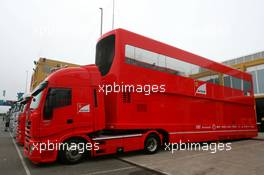 01.02.2011 Valencia, Spain,  Scuderia Ferrari trucks - Formula 1 Testing - Formula 1 World Championship 2011
