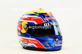 01.02.2011 Valencia, Spain,  Mark Webber (AUS), Red Bull Racing helmet - Formula 1 Testing - Formula 1 World Championship 2011