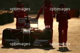 01.02.2011 Valencia, Spain,  Fernando Alonso (ESP), Scuderia Ferrari stops on track at the end of the session  - Formula 1 Testing - Formula 1 World Championship 2011