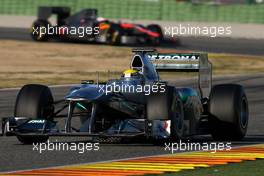 02.02.2011 Valencia, Spain,  Nico Rosberg (GER), Mercedes GP Petronas F1 Team, MGP W02 with his moveable rear wing - Formula 1 Testing - Formula 1 World Championship 2011
