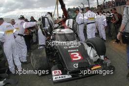 06.-12.06.2011 Le Mans, France, Race, The #3 Audi Sport North America Audi R18 TDI after the crash of Allan McNish - 24 Hour of Le Mans 2011