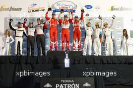 28.11-01.10.2011 Road Atlanta, USA, GT podium: class winners Giancarlo Fisichella, Gianmaria Bruni and Pierre Kaffer, second place Bill Auberlen, Dirk Werner and Augusto Farfus Jr., third place Joerg Bergmeister, Patrick Long and Patrick Pilet - ALMS/ILMC Series, Road Atlanta - Petit Le Mans, ALMS American Le Mans Series, Intercontinental Le Mans Cup
