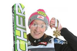 25.02.2011, Oslo, Norway (NOR): Daniela Iraschko (AUT), Fischer - FIS nordic world ski championships, ski jumping, medals, Oslo (NOR). www.xpb.cc. © Hemmersbach/xpb.cc. Every downloaded picture is fee-liable.