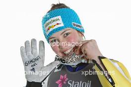 25.02.2011, Oslo, Norway (NOR): Silver Medalist Elena Runggaldier (ITA) - FIS nordic world ski championships, ski jumping, medals, Oslo (NOR). www.xpb.cc. © Hemmersbach/xpb.cc. Every downloaded picture is fee-liable.