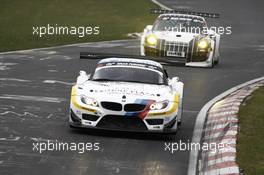 Uwe Alzen, Nico Bastian, BMW Team Schubert BMW Z4 GT3 and Jochen Krumbach, Marc Lieb, Manthey Racing Porsche 911 GT3 R 14.04.2012. VLN DMV 4-Stunden-Rennen, Rd 2, Nurburgring, Germany