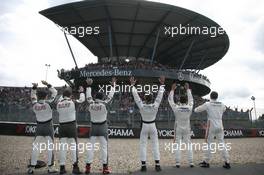 Mercedes Drivers greet his Fans on the Grandstands 19.05.2012. ADAC Zurich 24 Hours, Nurburgring, Germany