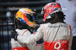 Lewis Hamilton (GBR), McLaren Mercedes with Jenson Button (GBR), McLaren Mercedes  18.03.2012. Formula 1 World Championship, Rd 1, Australian Grand Prix, Melbourne, Australia, Sunday